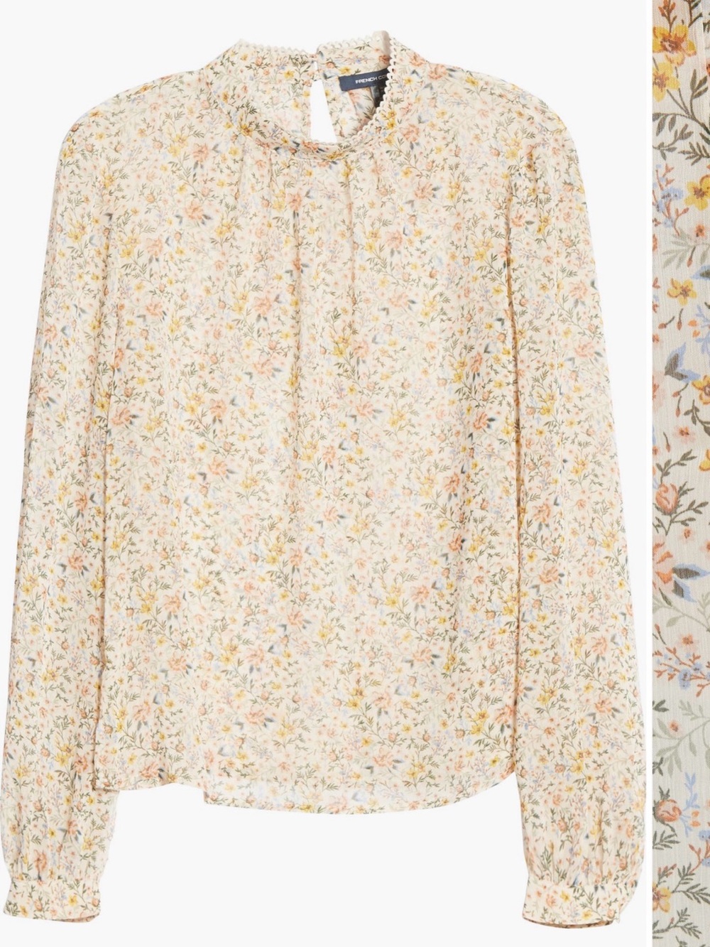 French Connection Peach Floral Long-Sleeve Peasant Blouse - Picture 3 of 7